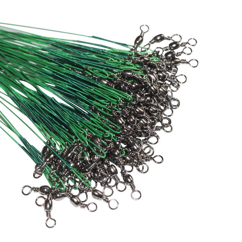 Laxygo 60pcs Fishing Wire Leaders Nylon-Coated Fishing Line Wire Leaders with Swivels and Snaps 6inch, 9inch, 12inch - Image 1